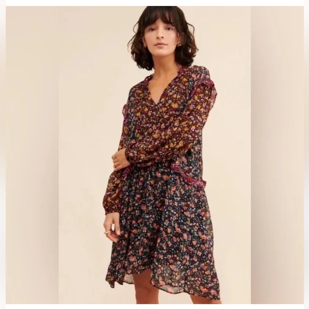 Anthropologie Helene Long Sleeve Floral Dress - Multicolor